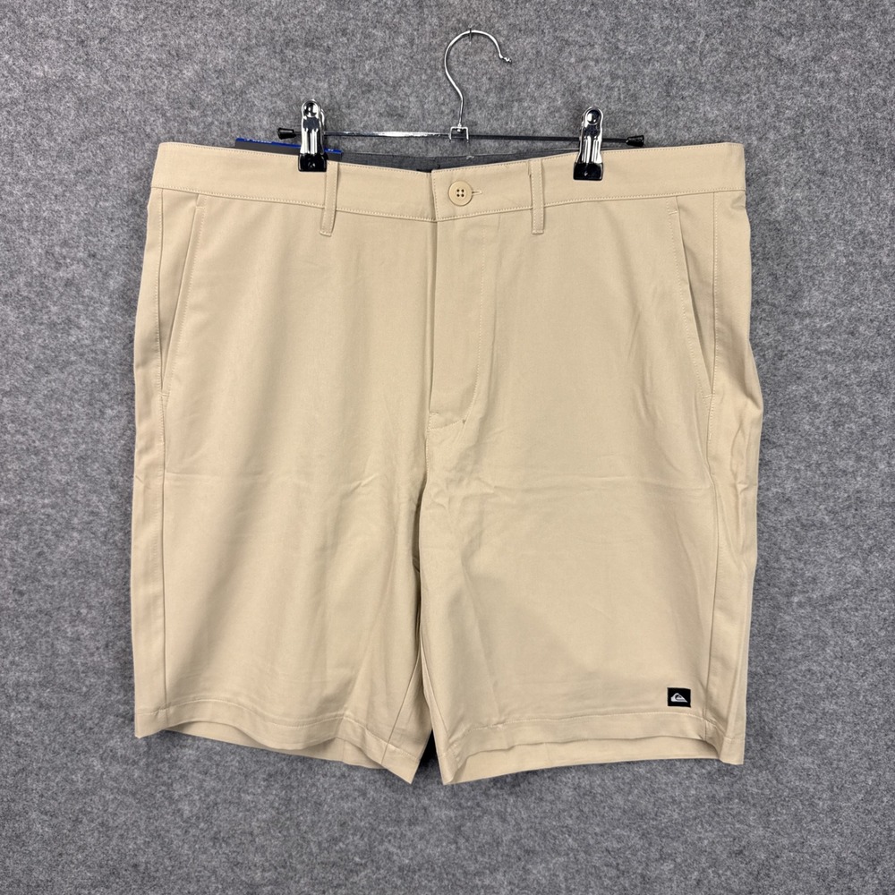 Quiksilver Hybrid Shorts 36 Tan Polyester Spandex 4-Way Stretch 9 Inch Inseam